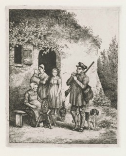 Company for the door of a house, print maker: Christiaan Wilhelmus Moorrees, 1811 - 1867
