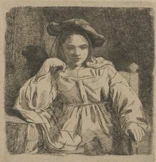 Sitting girl, David van der Kellen (II), Rembrandt Harmensz. van Rijn, 1814 - 1859