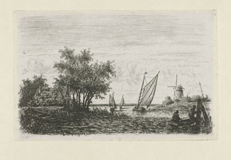 Boats on a lake, Joseph Hartogensis, 1860