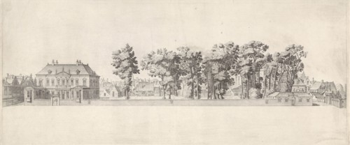 View of the house of Huygens on the Plein in The Hague, The Netherlands, print maker: Theodor