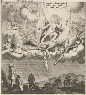Christ appears in the sky, print maker: Gillis van Scheyndel I, Gerhard Verstegen, 1625