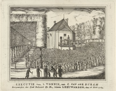 Execution of Cornelis van der Burg, Mayor of Bolsward, Leeuwarden on 16 May 1789, for the scaffold,