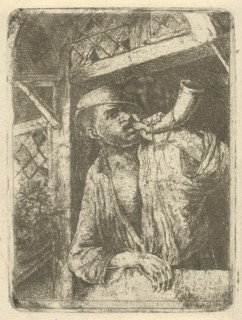 Bakker blows a horn, FranÃ§ois de Maleck, Adriaen van Ostade, 1800 - 1900