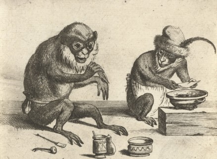 A monkey, print maker: Quirin Boel, David Teniers II, 1635 - 1690