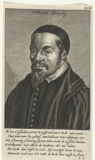 Bust of George Cassander, with the slogan reversed, Quando tandem, Under the portrait six lines in