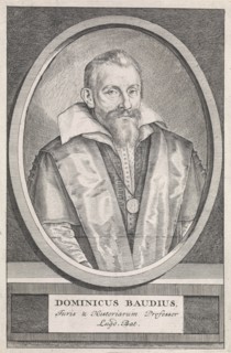 Portrait of Dominicus Baudius, poet and professor at Leiden, The Netherlands, at the age of 46,