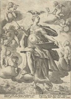 Allegory of art, print maker: Hendrick Goltzius workshop of, Hendrick Goltzius, Claes Jansz.