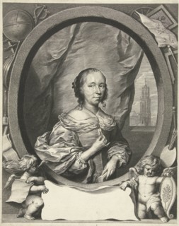 Portrait of Anna Maria van Schurman, Cornelis van Dalen (II), Cornelis Janssens van Ceulen, 1648 -