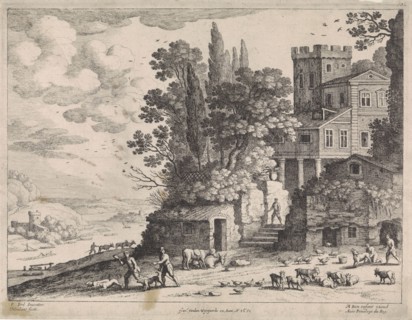 landscape with a house, figures and cattle, Willem van Nieulandt II, Frans van den Wijngaerde,