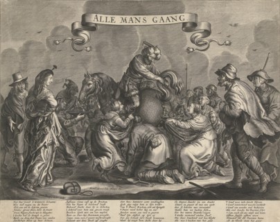 Allegory with horse poop gold pieces, ca 1650, Cornelis van Dalen (I), Rombout van den Hoeye, 1640