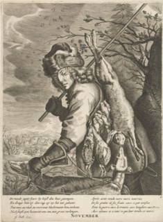 November: a hunter with his booty, Anonymous, Reinier van Persijn, Joachim von Sandrart, 1670 -