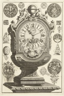 clock on pedestal, crowned with globe, DaniÃ«l Marot (I), Anonymous, Anonymous, after 1706 - before