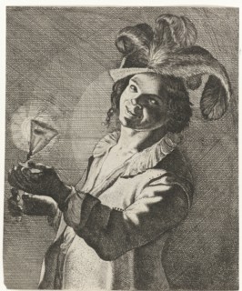 Smiling boy with a glass in hand, possibly Jan Matham, 1628 - 1664