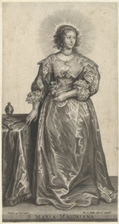 Mary Magdalene as richly dressed woman for conversion, print maker: Pieter de Bailliu I, Anthony