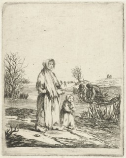 Beggar Star with child in a ditch, Louis Bernard Coclers, 1756 - 1817