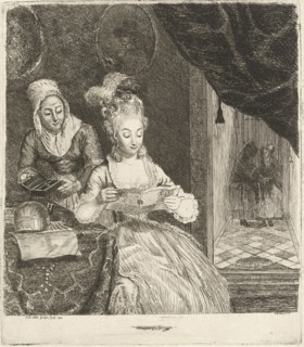 Young woman reading a letter, Louis Bernard Coclers, 1780