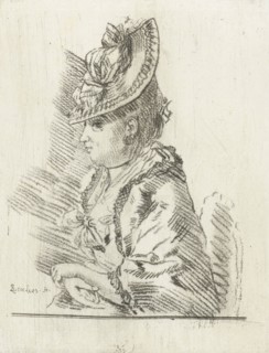 Portrait of a young lady with hat in profile to the left, Louis Bernard Coclers, 1756-1817