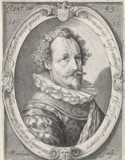 Portrait of an unknown man at the age of 49, Jacob Matham, 1597