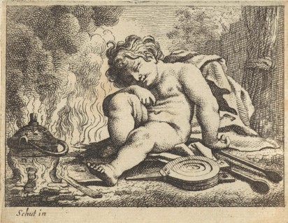 Sleeping putto, Anonymous, 1618 - 1705
