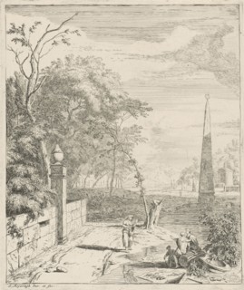 Landscape with an Obelisk, Albert Meyeringh, 1695 - 1714