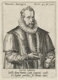 Portrait of Justus Lipsius, Anonymous, Hendrick Goltzius, 1587 - c. 1600