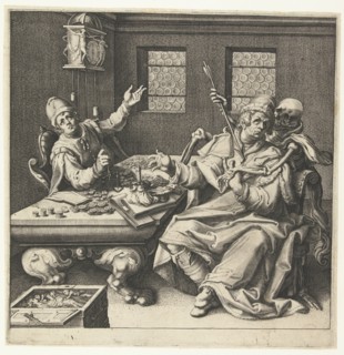 The money weighers and Death, Jacob de Gheyn II, 1593-1597