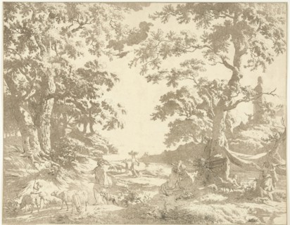 Arcadian landscape with Janus Picture, Hermanus Fock, 1781 - 1822
