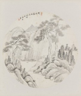 Album page, chinese painting. landscape in China,  Hui Nian, 1850 - 1900