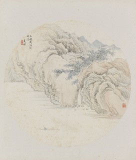 Album page, chinese painting. landscape in China,  Hui Nian, 1850 - 1900