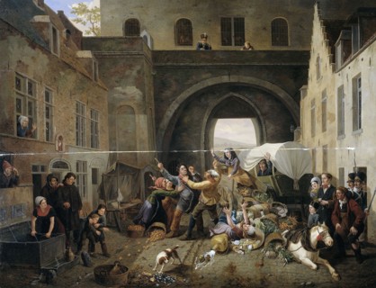 A Collision at the Halpoort in Brussels (Alcohol Smuggling), Belgium, Constantinus Fidelio Coene,