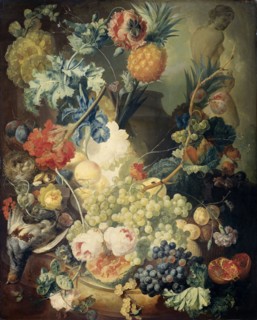 Still Life with Flowers, Fruit and Birds, Jan van Os, 1774