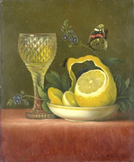 Still Life with Lemon and Cut-glass Wine Goblet, Maria Margaretha van Os, 1823 - 1826