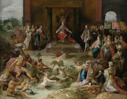 Allegory on the Abdication of Emperor Charles V in Brussels Belgium, Frans Francken (II), c. 1630 -
