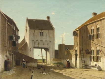 A Town Gate in Leerdam, The Netherlands, Jan Weissenbruch, c. 1868 - c. 1870