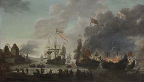The Dutch Burn English Ships during the Expedition to Chatham, 20 June 1667 (Raid on the Medway,
