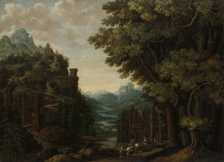 Mountainous Landscape with River Valley and Castles, Jan Meerhout, 1661