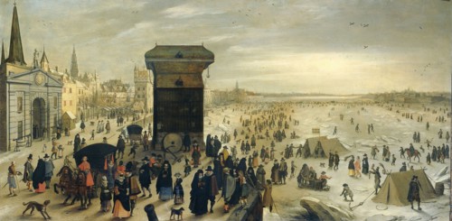 The Kranenhoofd on the Scheldt, Antwerp, Belgium (Winter Pastime on the Scheldt in Antwerp),
