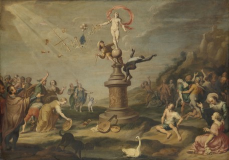 Fortuna distributing her largesse, attributed to Cornelis de Baellieur (I), 1617 - 1671