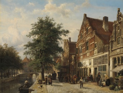 The Zuiderhavendijk, Enkhuizen, The Netherlands, Cornelis Springer, 1868