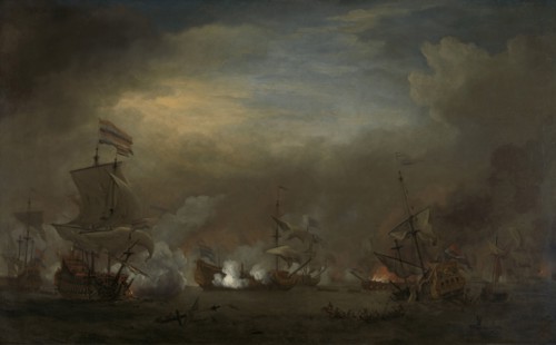 Nocturnal Sea Battle between Cornelis Tromp on the Gouden Leeuw and Sir Edward Spragg on the Royal