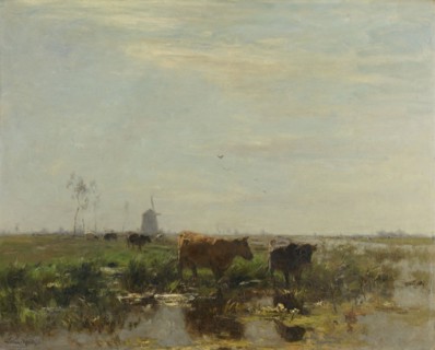 Meadow with Cows by the Water, Willem Maris, 1880 - 1904