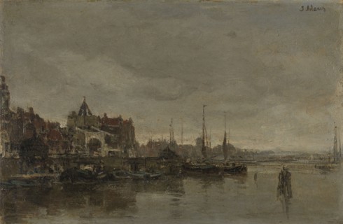 The Schreierstoren with the bridge over the Gelderse kade Amsterdam, The Netherlands, Jacob Maris,