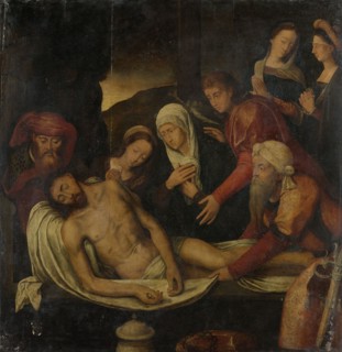 Entombment of Christ with Joseph of Arimathea and Nicodemus, Mary Magdalene, the Virgin and Saint