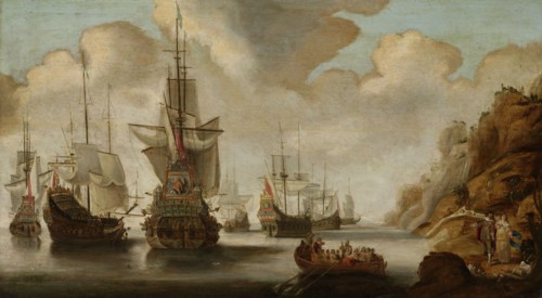 A French Squadron near a Rocky Coast, Jacob Adriaensz. Bellevois, 1640 - 1676
