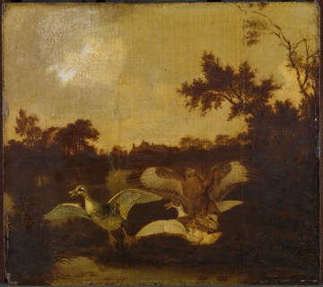 A Buzzard Attacks two Ducks, Dirck Wijntrack, c. 1635 - c. 1678
