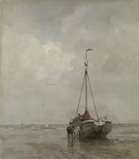 Bluff-bowed Fishing Boat on the Beach at Scheveningen, Jacob Maris, c. 1885