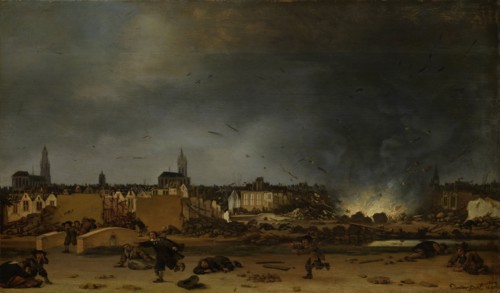 Blowing up the Powder Tower, Kruittoren, in Delft The Netherlands, October 12, 1654, Poel, Egbert