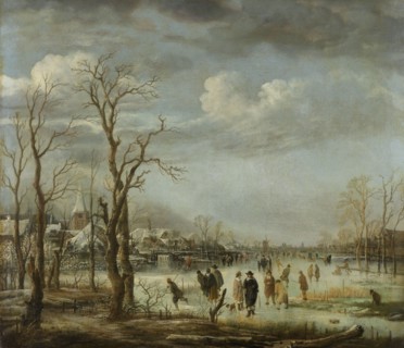 River view in the winter, Aert van der Neer, 1630 - 1660