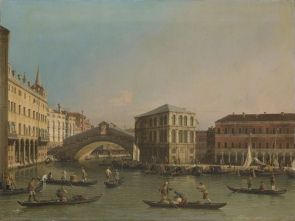 Grand Canal with the Rialto Bridge and Fondaco dei Tedeschi, Venice Italy, workshop of Canaletto,