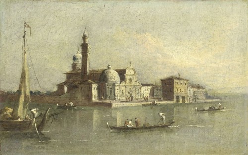 View of the Isola di San Michele in Venice Italy, attributed to Giacomo Guardi, 1774 - 1835